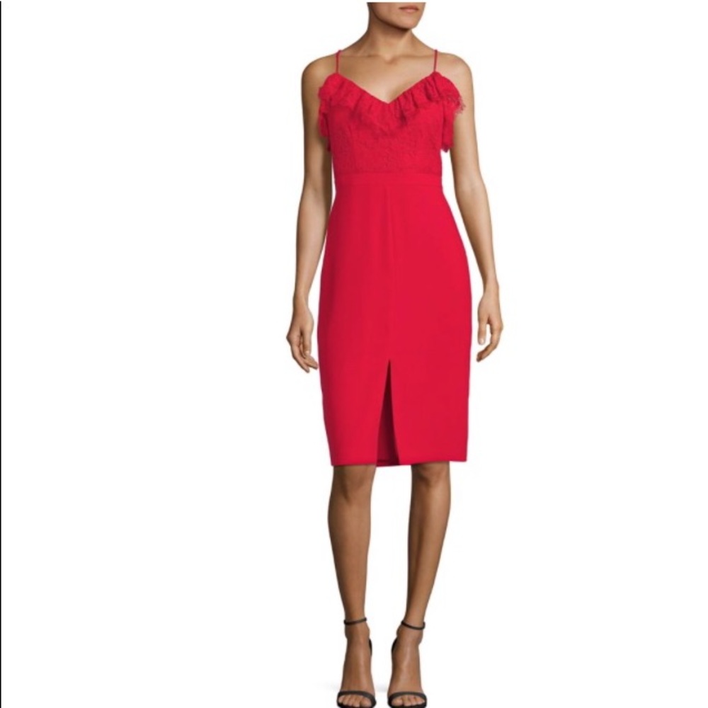 Aidan Mattox Red Lace Top Dress